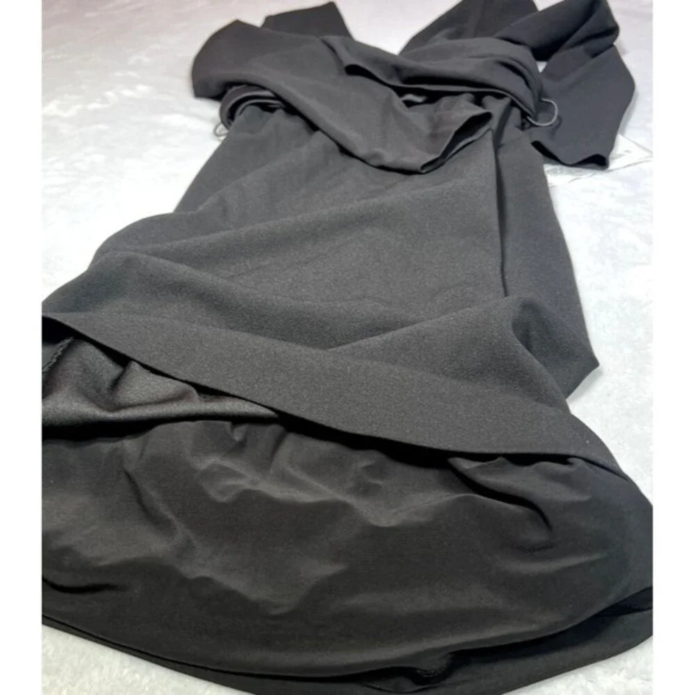 Dress The Population Dress‎ Womens S Small Black Long Sleeve V Neck Midi Sheath